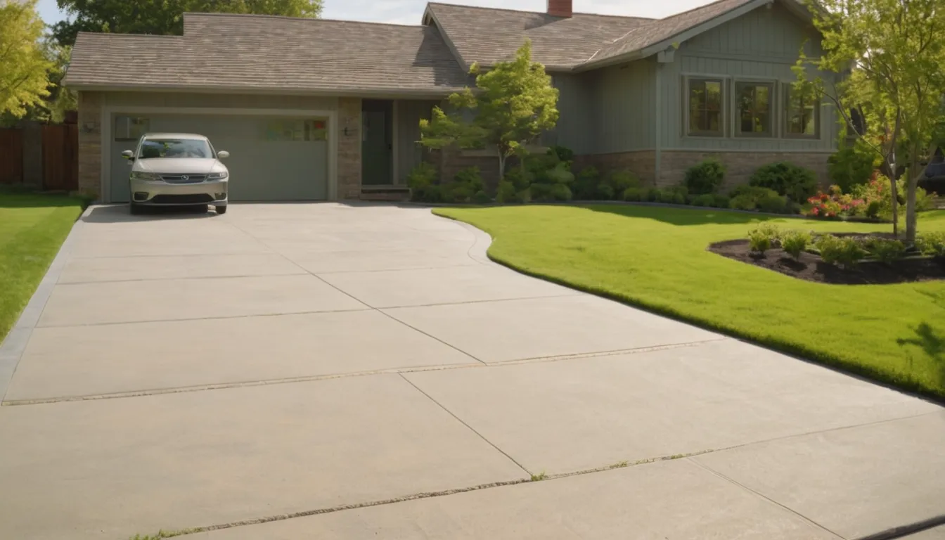 A new gray concrete driveway leading to a ranch home in Ypsilanti