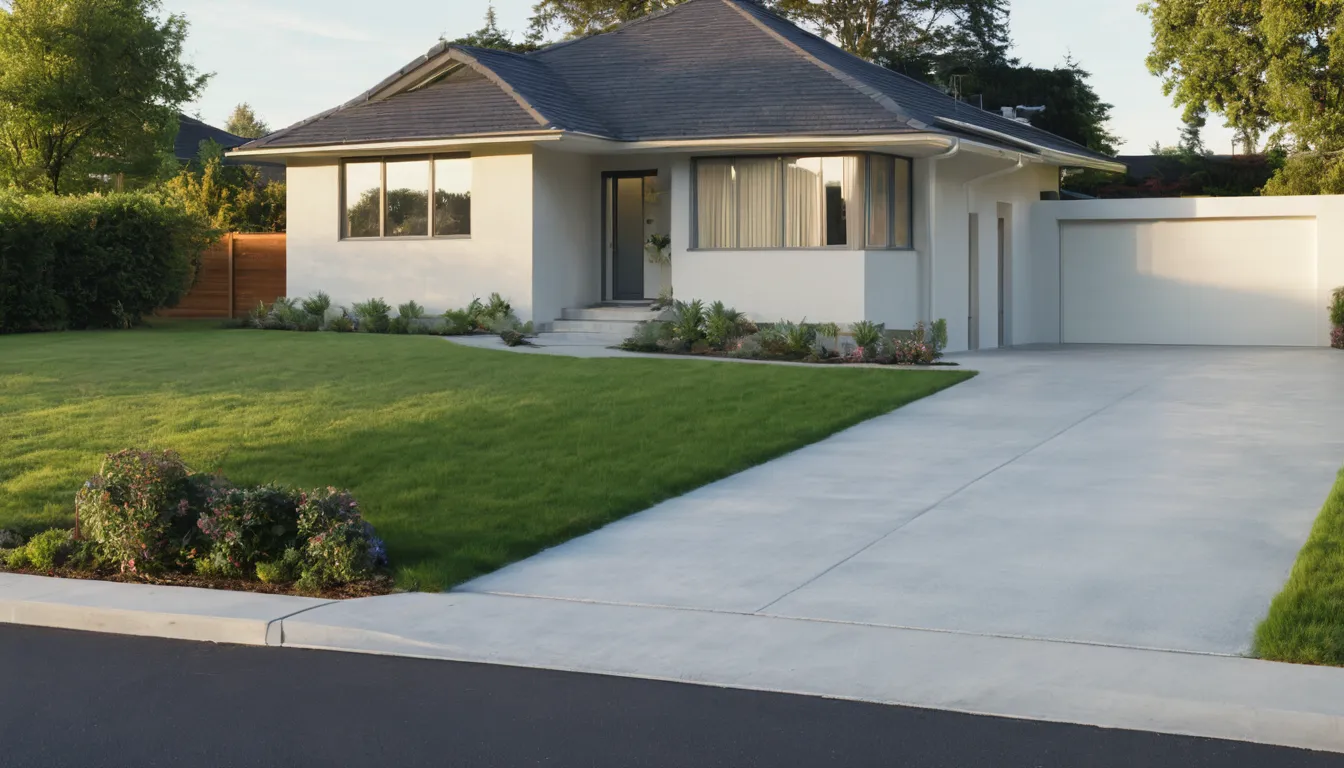 A freshly poured concrete driveway beside a frame house in Ypsilanti